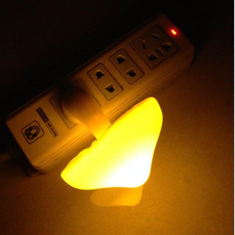 LED Night Light Mushroom Wall Socket Lamp EU US Plug Warm White Light-control Sensor