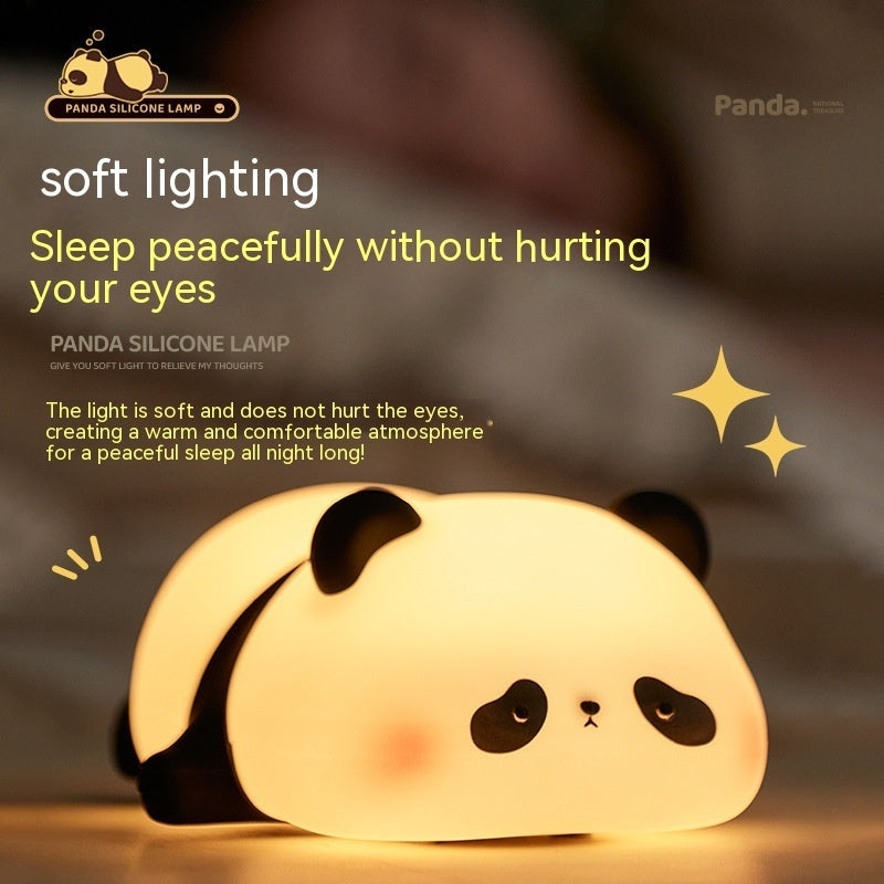 Panda Night Lights For Kids Cute Animal Silicone Timing Rechargeable Lamp