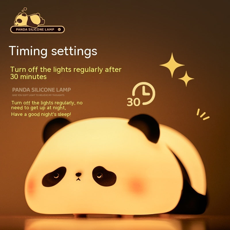 Panda Night Lights For Kids Cute Animal Silicone Timing Rechargeable Lamp