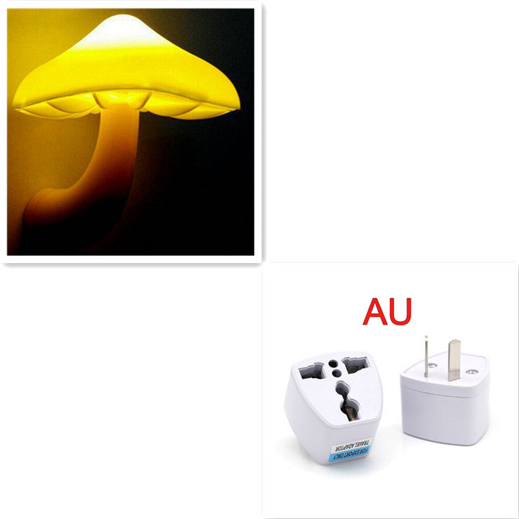 LED Night Light Mushroom Wall Socket Lamp EU US Plug Warm White Light-control Sensor