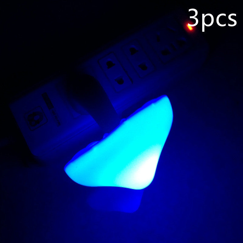 LED Night Light Mushroom Wall Socket Lamp EU US Plug Warm White Light-control Sensor