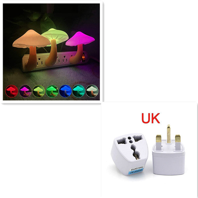 LED Night Light Mushroom Wall Socket Lamp EU US Plug Warm White Light-control Sensor