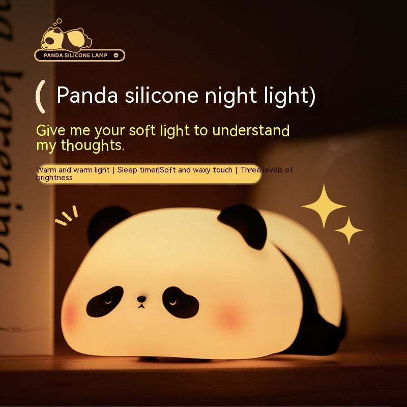 Panda Night Lights For Kids Cute Animal Silicone Timing Rechargeable Lamp