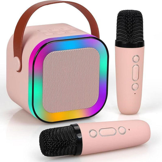 Perfect for Kids and Adults Newest Bluetooth Karaoke Speaker with 2 Wireless Microphones and LED Lights Ideal for Birthday Parties & Family Fun Karaoke Machine Family Party