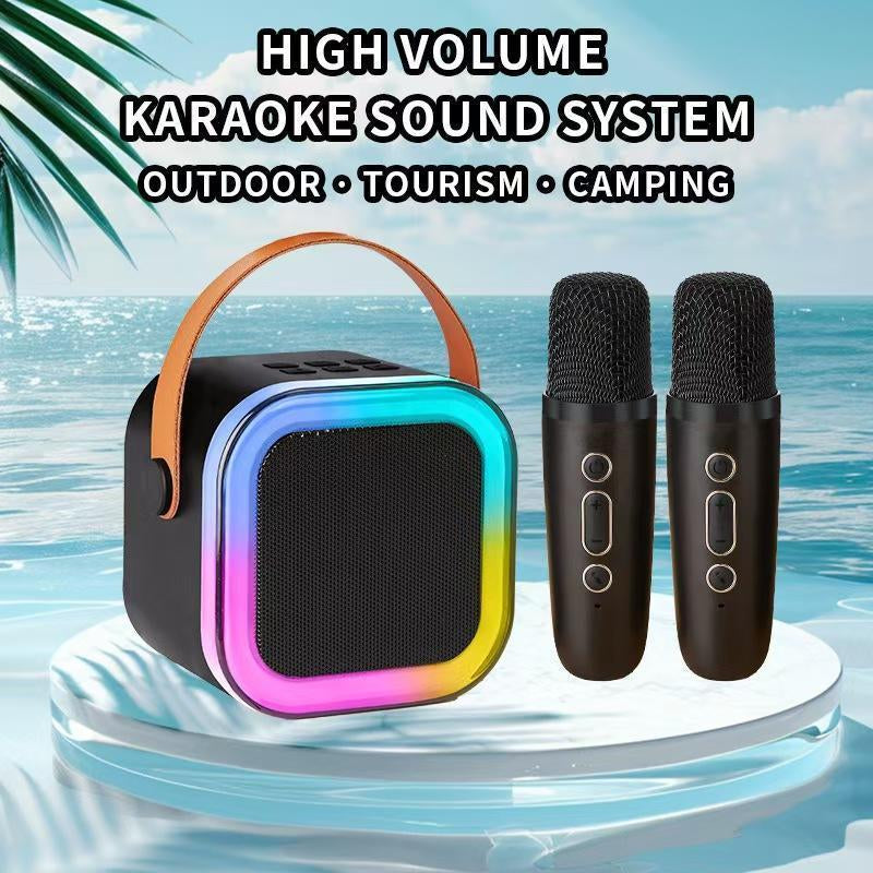 Perfect for Kids and Adults Newest Bluetooth Karaoke Speaker with 2 Wireless Microphones and LED Lights Ideal for Birthday Parties & Family Fun Karaoke Machine Family Party