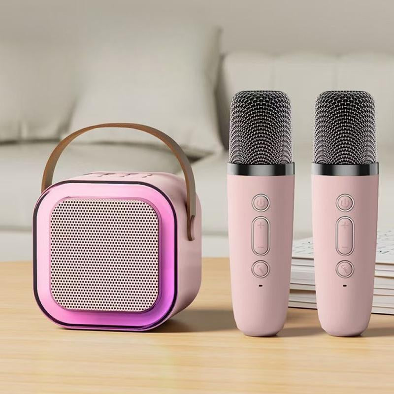 Perfect for Kids and Adults Newest Bluetooth Karaoke Speaker with 2 Wireless Microphones and LED Lights Ideal for Birthday Parties & Family Fun Karaoke Machine Family Party