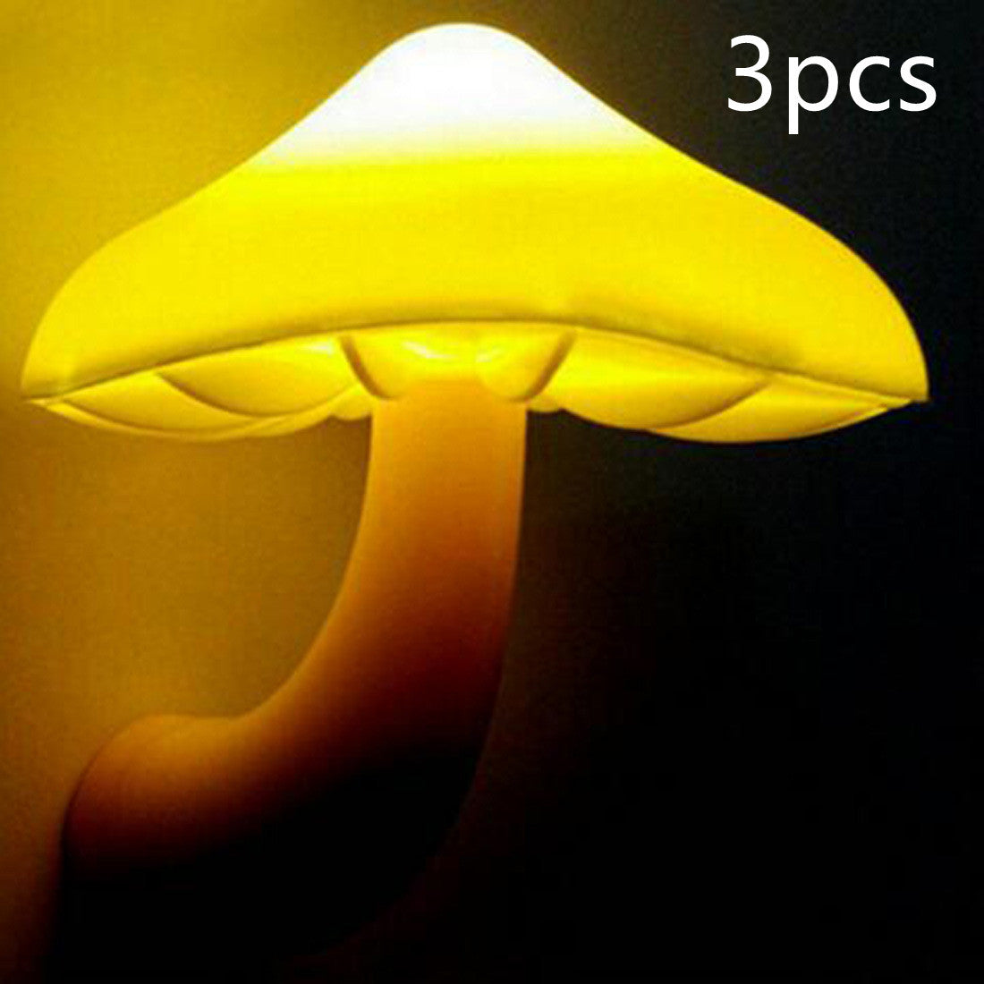 LED Night Light Mushroom Wall Socket Lamp EU US Plug Warm White Light-control Sensor