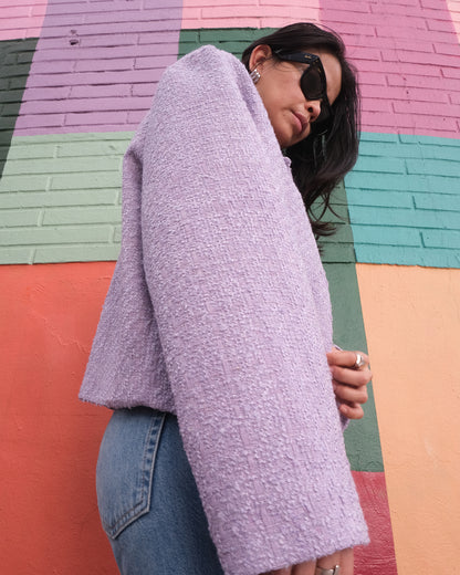 Lavender Tweed Button Jacket